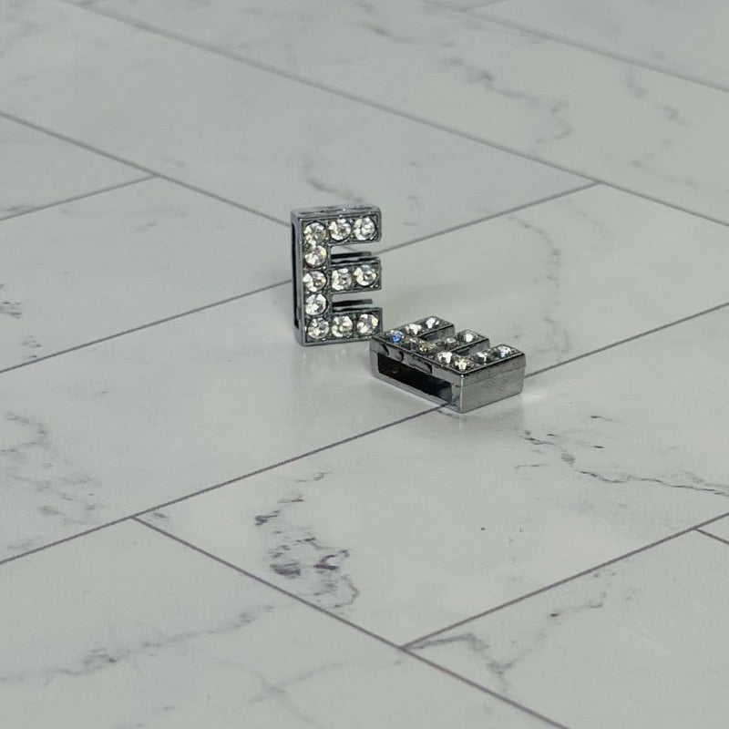 ClaudiaG Slider Collection E Pavé Letters -Silver Charms