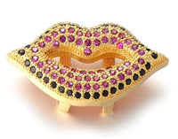 ClaudiaG Slider Collection Gold Colored Stones Lips Charm