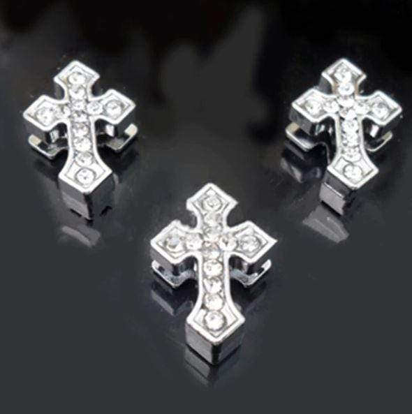 ClaudiaG Slider Collection Pavé Arrowed Cross Charm -Silver