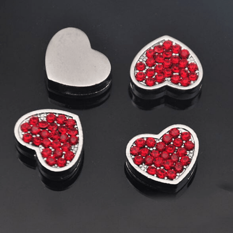 ClaudiaG Slider Collection Red Pavé Heart -Silver Charms