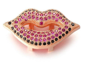 ClaudiaG Slider Collection Rose Gold Colored Stones Lips Charm