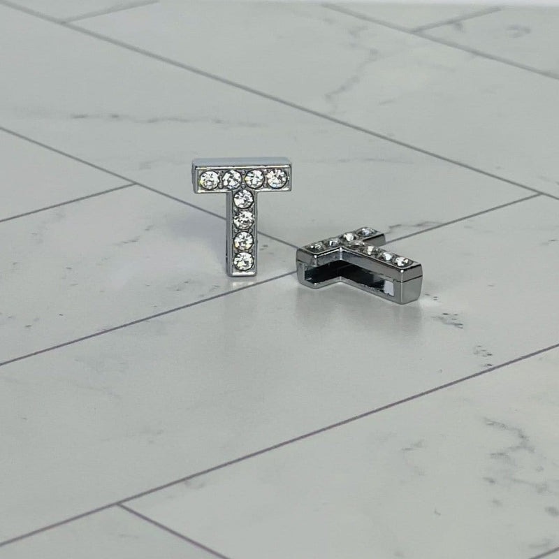 ClaudiaG Slider Collection T Pavé Letters -Silver Charms