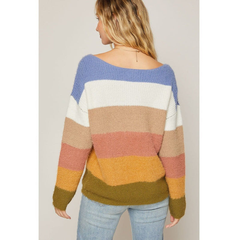 ClaudiaG Top Fuzzy Color Block Sweater