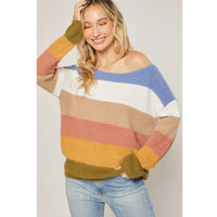 ClaudiaG Top Fuzzy Color Block Sweater