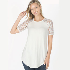 ClaudiaG Top Ivory / S Lace Sleeve Top