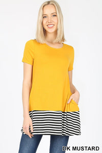 ClaudiaG Top Mustard / S Stripe Block Top