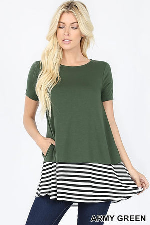 ClaudiaG Top Olive / S Stripe Block Top