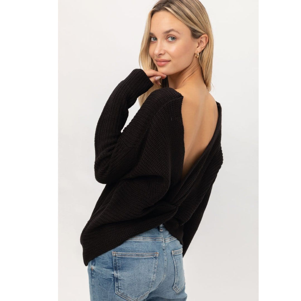 ClaudiaG Top S / Black Twisted Back Sweater