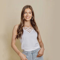 ClaudiaG Top White / S/M Braided Tank Top