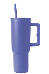 ClaudiaG Tumblers Cobalt Blue / One Size Monochromatic Stainless Steel Tumbler with Matching Straw