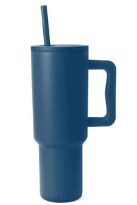 ClaudiaG Tumblers Deep Teal / One Size Monochromatic Stainless Steel Tumbler with Matching Straw