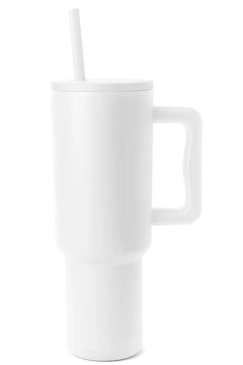 ClaudiaG Tumblers White / One Size Monochromatic Stainless Steel Tumbler with Matching Straw