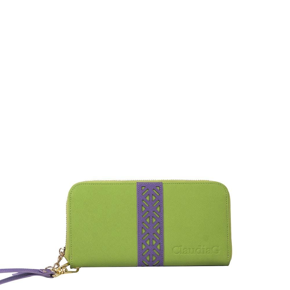 ClaudiaG Wallet Layla Leather Wallet- Lime Green/Plum