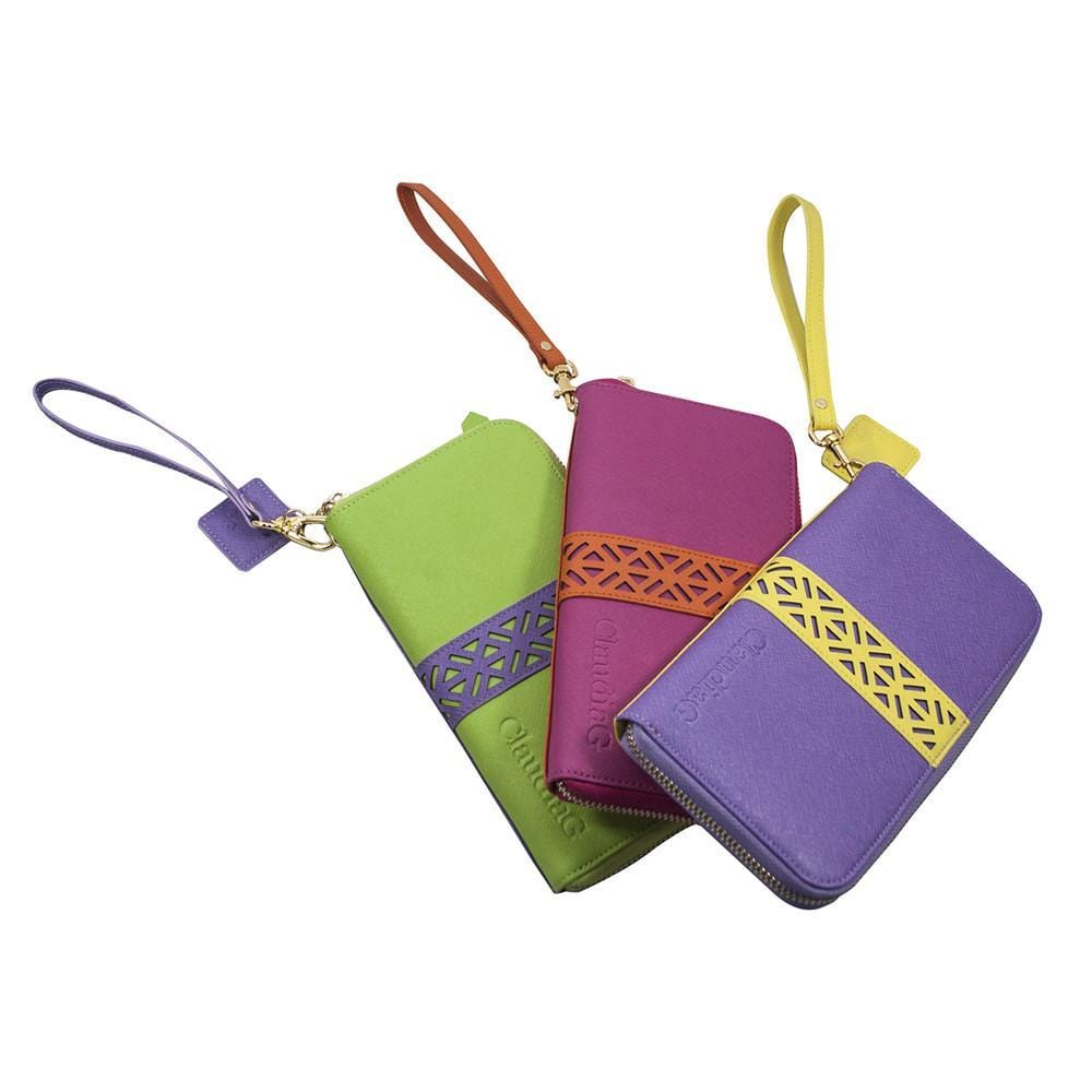 ClaudiaG Wallet Layla Leather Wallet- Lime Green/Plum