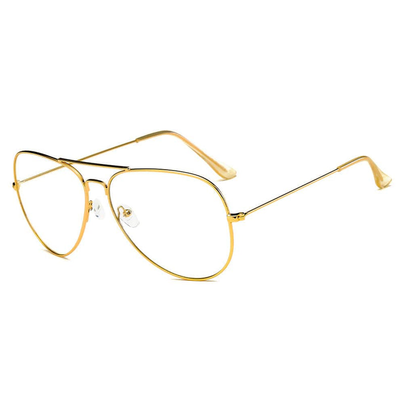 Cramilo Eyewear Clear Lens Glasses Matte Gold ENID - Trendy Aviator Clear Glasses Lens Sun Glasses
