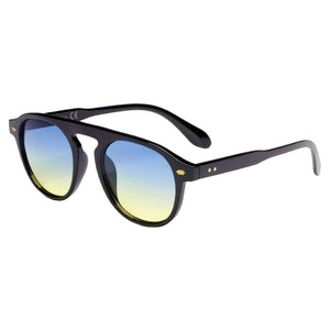 Cramilo Eyewear - Stylish Trendy Affordable Sunglasses Sunglasses Gradient Blue - Yellow CADIZ | Unisex Round Carrera Fashion Round Brow Bar Sunglasses