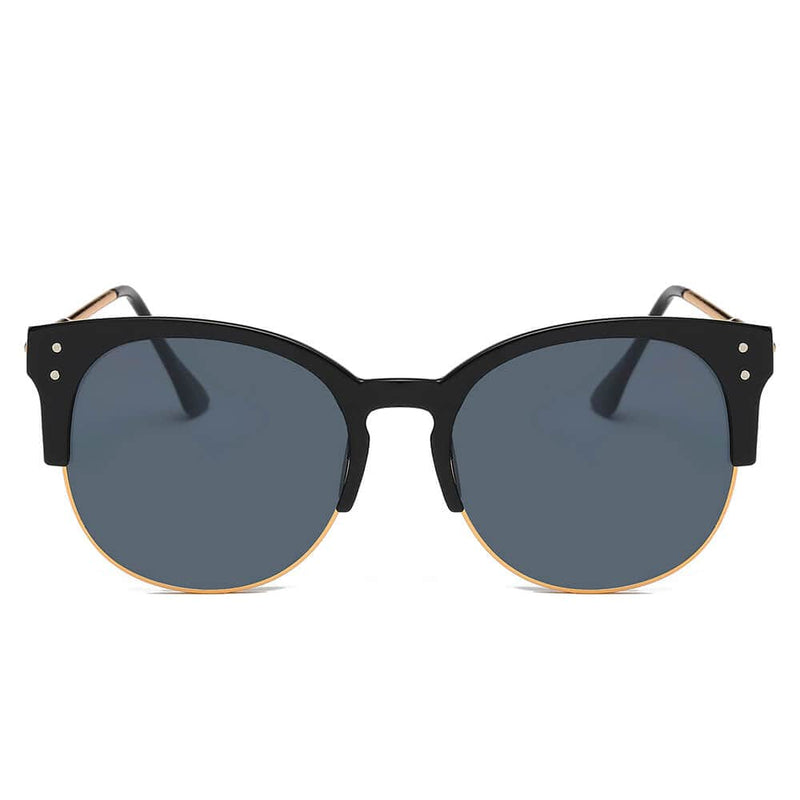 Cramilo Eyewear Sunglasses ABANDA |  Round Mirrored Flat Lens Half Frame Sunglasses Circle