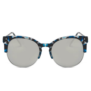 Cramilo Eyewear Sunglasses ABANDA |  Round Mirrored Flat Lens Half Frame Sunglasses Circle