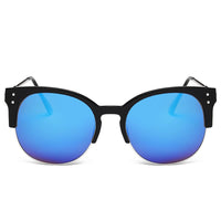 Cramilo Eyewear Sunglasses ABANDA |  Round Mirrored Flat Lens Half Frame Sunglasses Circle