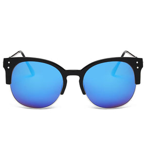 Cramilo Eyewear Sunglasses ABANDA |  Round Mirrored Flat Lens Half Frame Sunglasses Circle