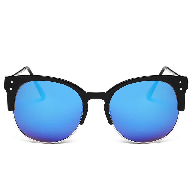 Cramilo Eyewear Sunglasses ABANDA |  Round Mirrored Flat Lens Half Frame Sunglasses Circle