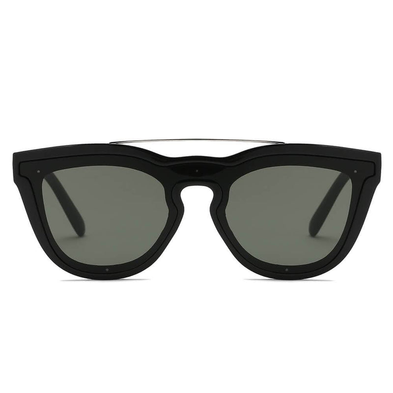 Cramilo Eyewear Sunglasses AIEA | Unisex Fashion Brow-Bar Single Flat Lens Round Sunglasses Circle