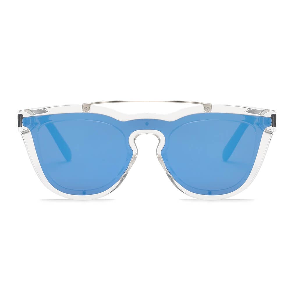 Cramilo Eyewear Sunglasses AIEA | Unisex Fashion Brow-Bar Single Flat Lens Round Sunglasses Circle