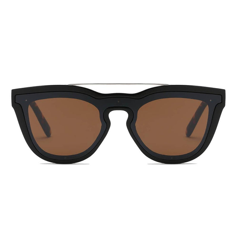 Cramilo Eyewear Sunglasses AIEA | Unisex Fashion Brow-Bar Single Flat Lens Round Sunglasses Circle