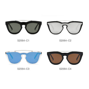 Cramilo Eyewear Sunglasses AIEA | Unisex Fashion Brow-Bar Single Flat Lens Round Sunglasses Circle