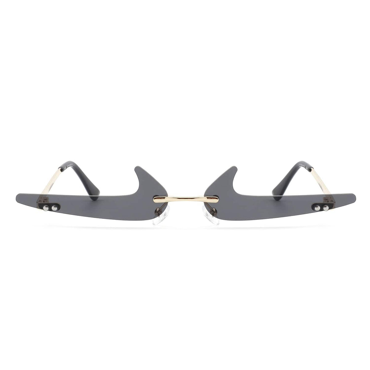 Cramilo Eyewear Sunglasses Amberlyn - Rimless Decorative Narrow Tinted Checkmark Shape Slim Glasses