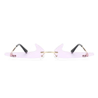 Cramilo Eyewear Sunglasses Amberlyn - Rimless Decorative Narrow Tinted Checkmark Shape Slim Glasses