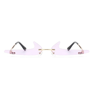 Cramilo Eyewear Sunglasses Amberlyn - Rimless Decorative Narrow Tinted Checkmark Shape Slim Glasses