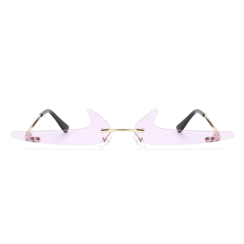 Cramilo Eyewear Sunglasses Amberlyn - Rimless Decorative Narrow Tinted Checkmark Shape Slim Glasses