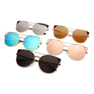 Cramilo Eyewear Sunglasses Aspen - Women Trendy Mirrored Lens Cat Eye Sunglasses