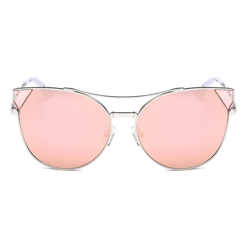 Cramilo Eyewear Sunglasses Aspen - Women Trendy Mirrored Lens Cat Eye Sunglasses