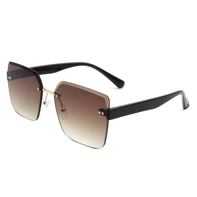 Cramilo Eyewear Sunglasses Aspos - Square Rimless Fashion Tinted Women Sunglasses