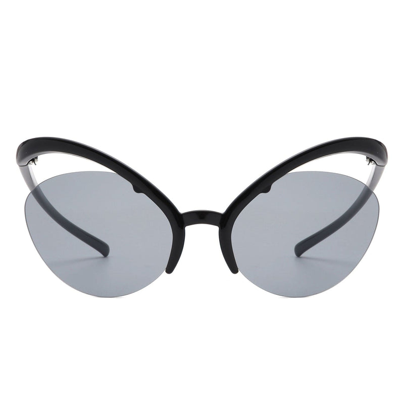 Cramilo Eyewear Sunglasses Astrein - Rimless Futuristic Oval Irregular Fashion Cat Eye Sunglasses