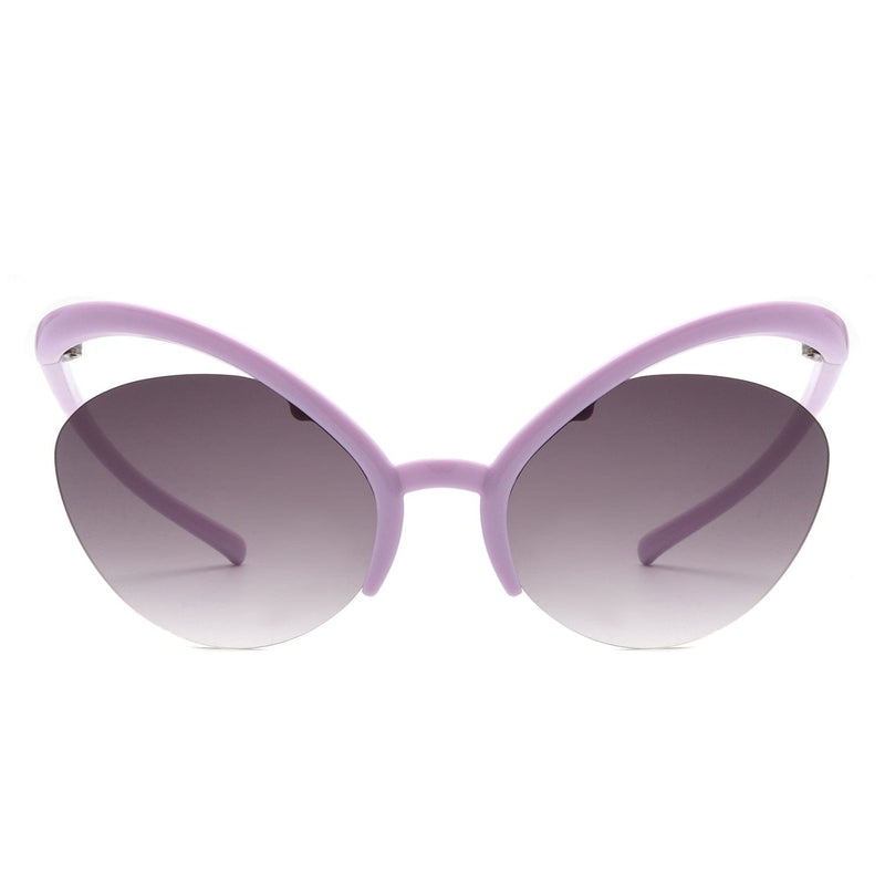 Cramilo Eyewear Sunglasses Astrein - Rimless Futuristic Oval Irregular Fashion Cat Eye Sunglasses