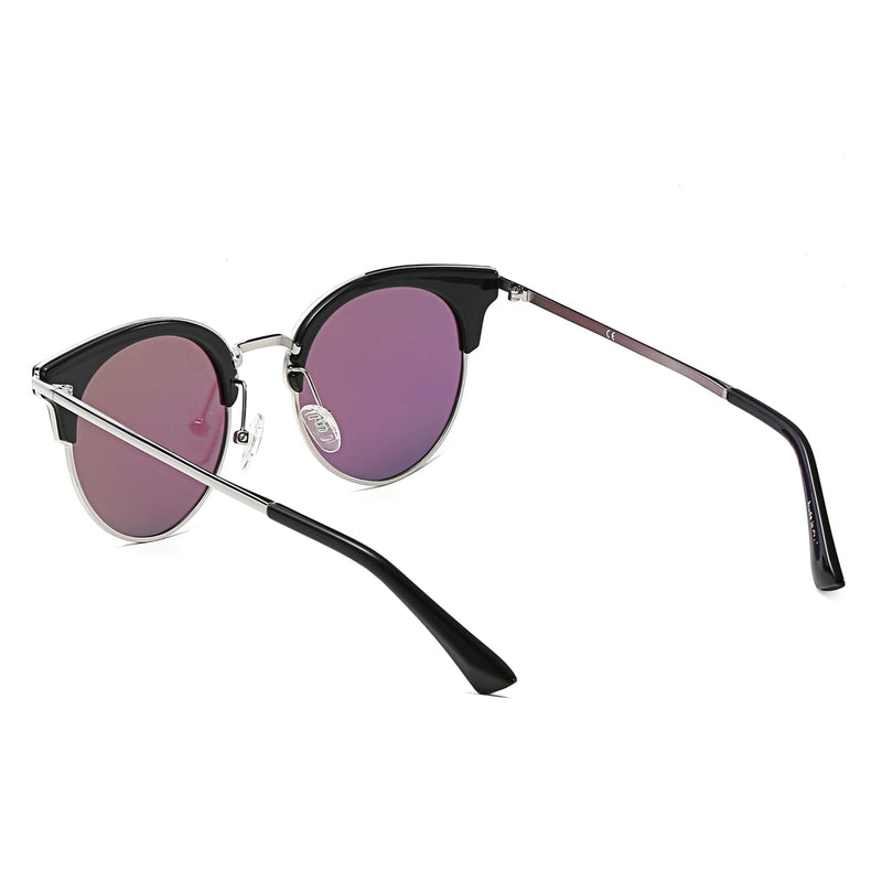 Cramilo Eyewear Sunglasses Biloxi -  Women Half Frame Round Cat Eye Polarized Sunglasses