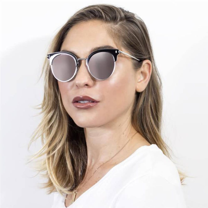 Cramilo Eyewear Sunglasses Biloxi -  Women Half Frame Round Cat Eye Polarized Sunglasses