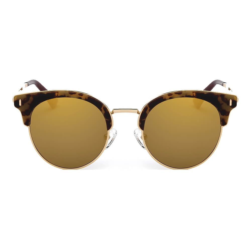 Cramilo Eyewear Sunglasses Biloxi -  Women Half Frame Round Cat Eye Polarized Sunglasses