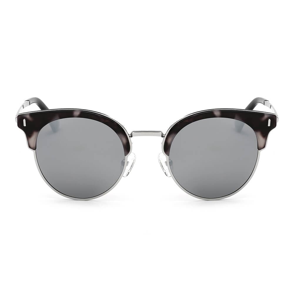 Cramilo Eyewear Sunglasses Biloxi -  Women Half Frame Round Cat Eye Polarized Sunglasses