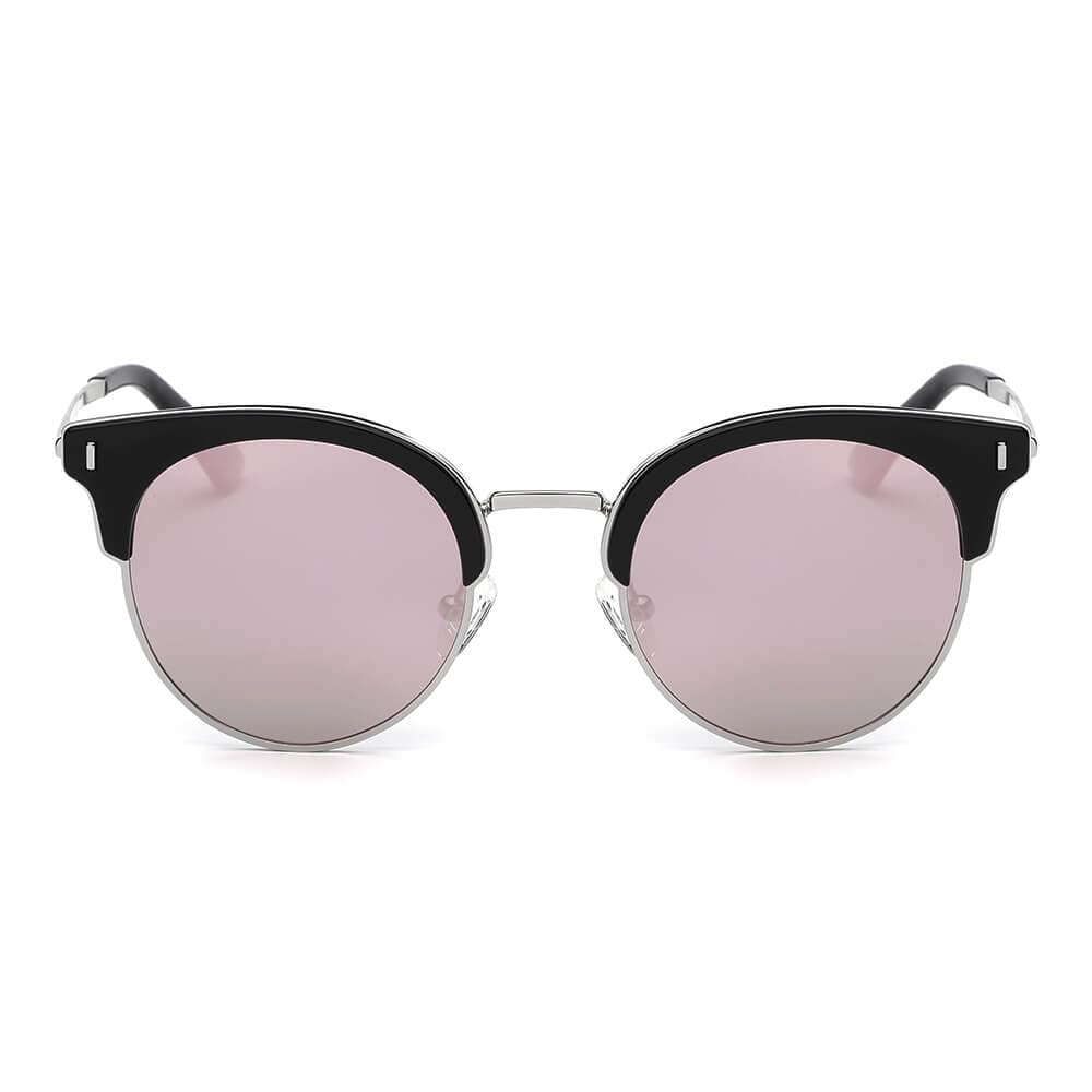 Cramilo Eyewear Sunglasses Biloxi -  Women Half Frame Round Cat Eye Polarized Sunglasses