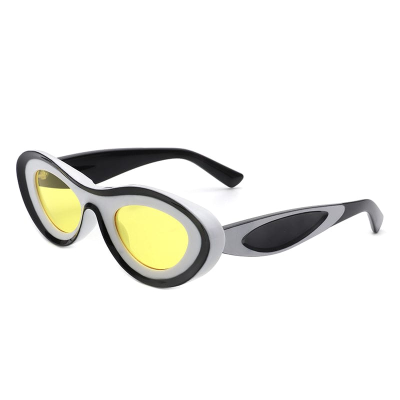 Cramilo Eyewear Sunglasses Black Alba - Oval Retro Round Tinted Fashion Cat Eye Sunglasses