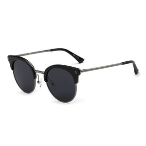 Cramilo Eyewear Sunglasses Black - Black Biloxi -  Women Half Frame Round Cat Eye Polarized Sunglasses