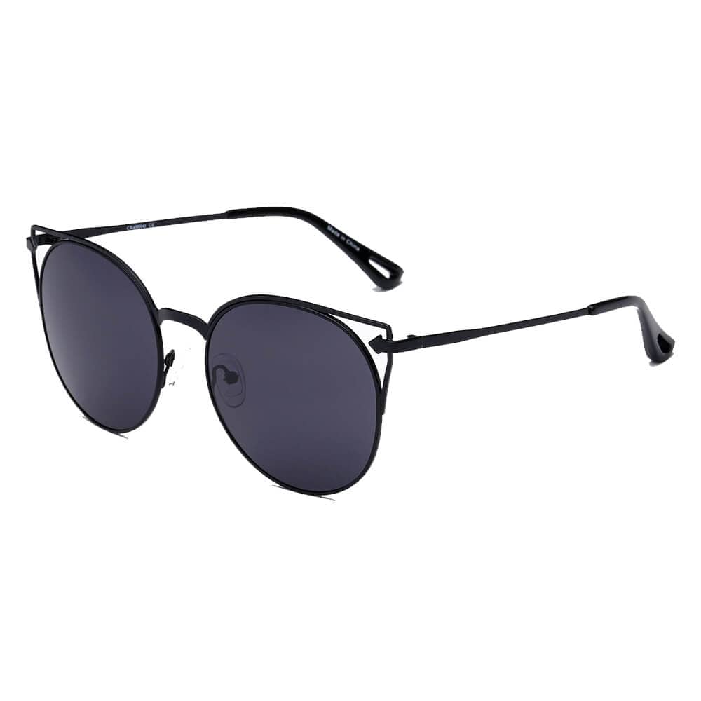 Cramilo Eyewear Sunglasses Black - Black Clayton - Women Round Petite Cat Eye Sunglasses Circle