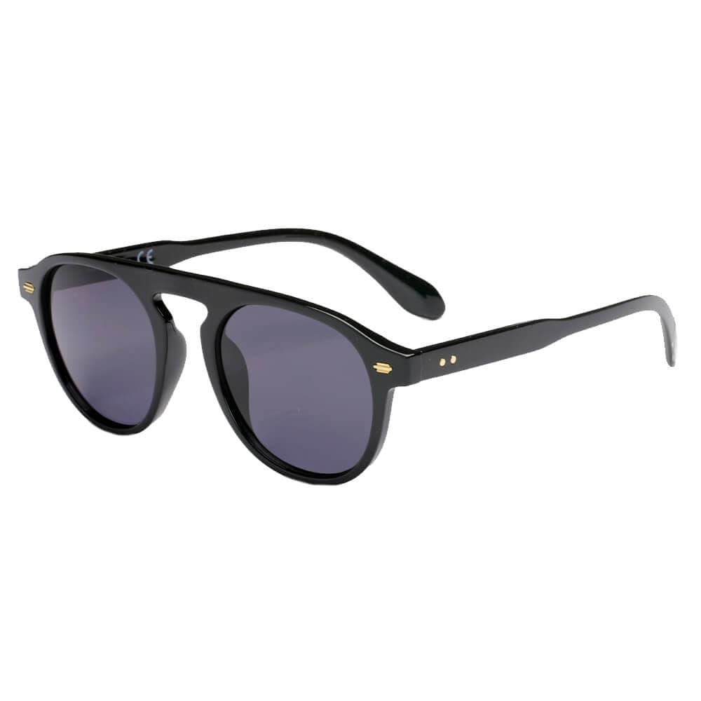 Cramilo Eyewear Sunglasses Black CADIZ | Unisex Round Carrera Fashion Round Brow Bar Sunglasses