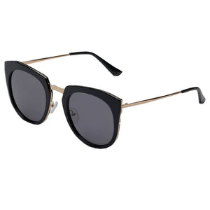 Cramilo Eyewear Sunglasses Black CALAIS | Women Round Cat Eye Polarized Sunglasses