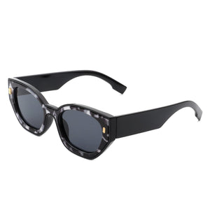 Cramilo Eyewear Sunglasses Black Camo Dawnmist - Geometric Retro Round Irregular Narrow Cat Eye Sunglasses