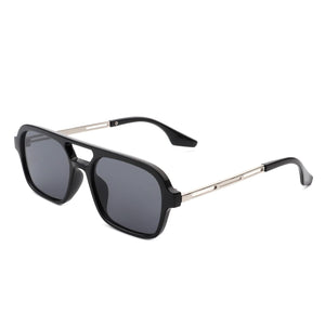 Cramilo Eyewear Sunglasses Black Candorae - Retro Square Brow-Bar Fashion Aviator Style Vintage Sunglasses